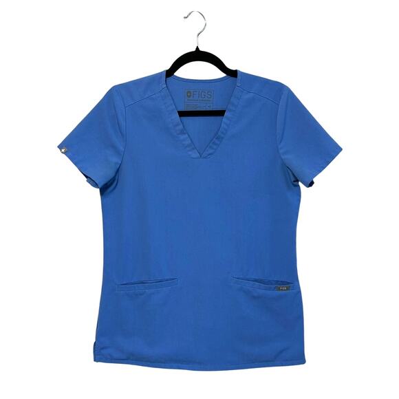 FIGS Casma Three-Pocket Scrub Top Women's Sz XS Ceil Blue Healthcare Medical - Picture 1 of 8